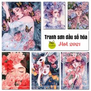 Tranh tô màu theo số Madoca tổng hợp mẫu hot 2021 - Tranh sơn dầu số hóa 40x50cm (có khung)
